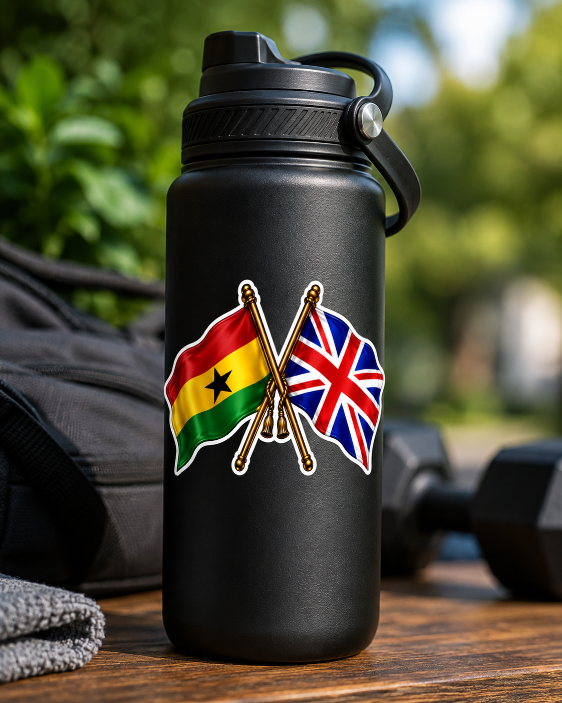 Ghana & UK Crossed Flags Sticker โ Ghanaian & British Flag Vinyl Decal