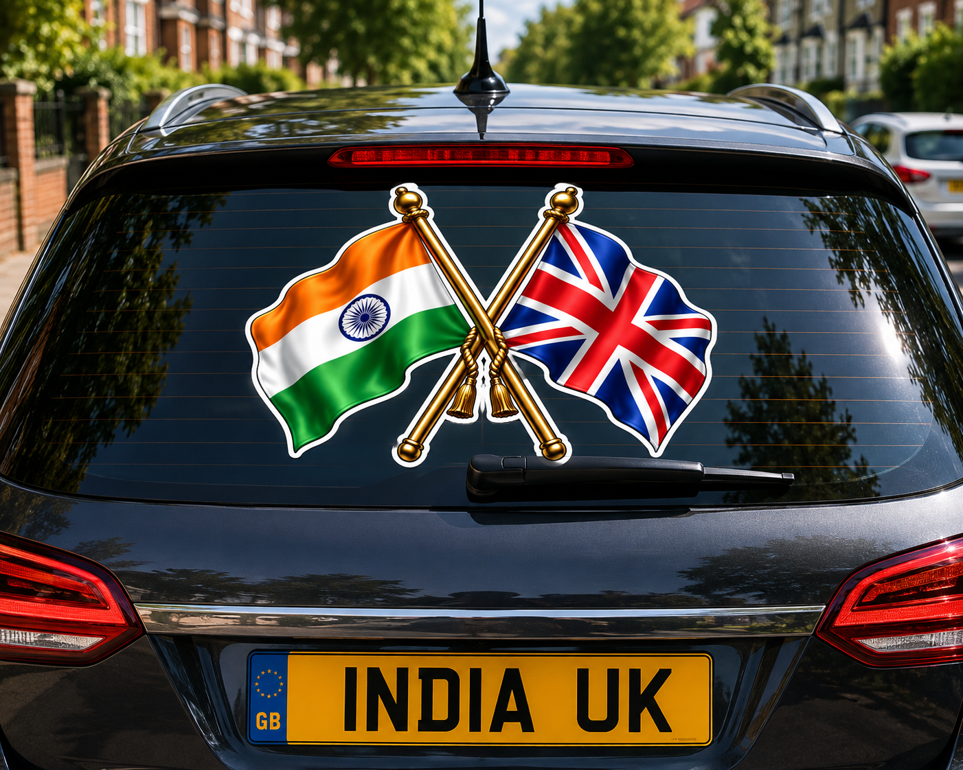 India & UK Crossed Flags Sticker – Indian & British Flag Vinyl Decal