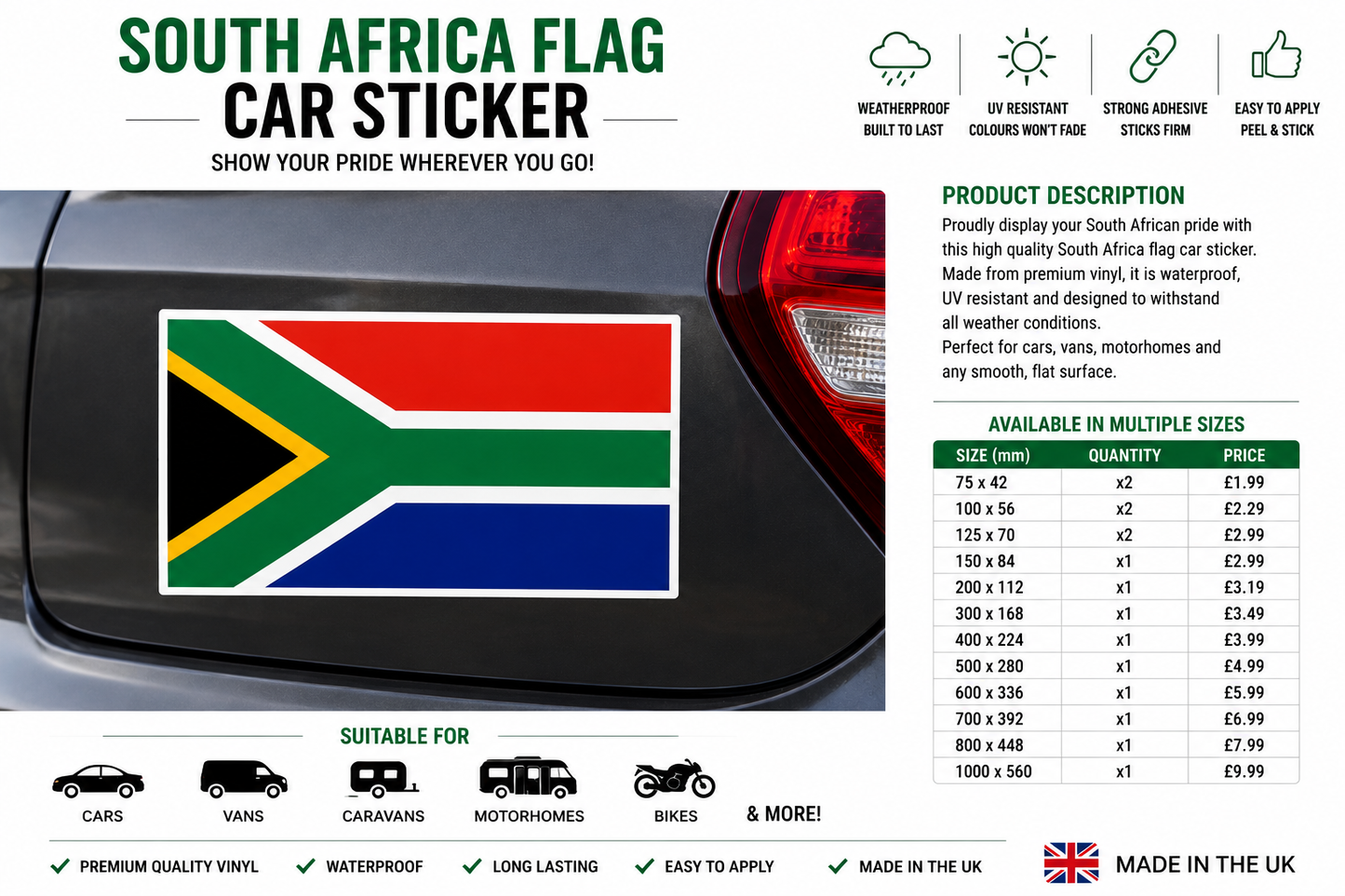 South Africa Car Sticker β South African British Flag Vehicle Decal