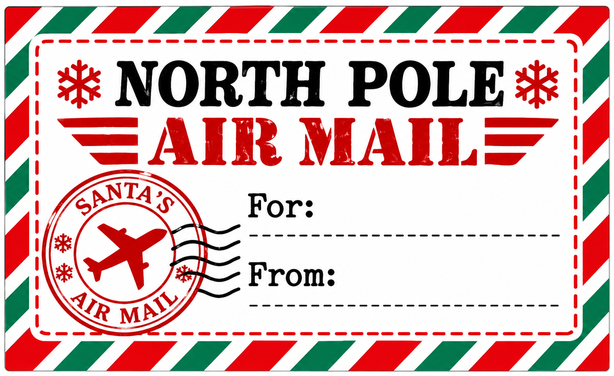 North Pole Air Mail sticker design