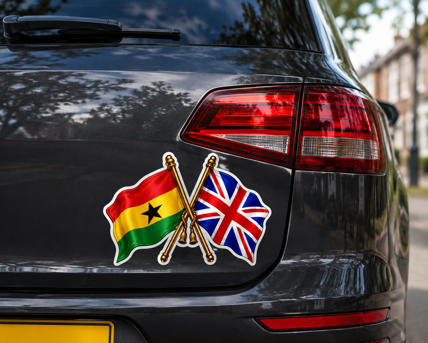 Ghana & UK Crossed Flags Sticker – Ghanaian & British Flag Vinyl Decal