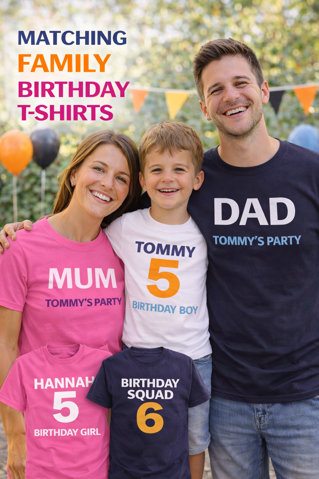 Kids Birthday T Shirt Personalised Name Age Party Shirt Matching Family Birthday