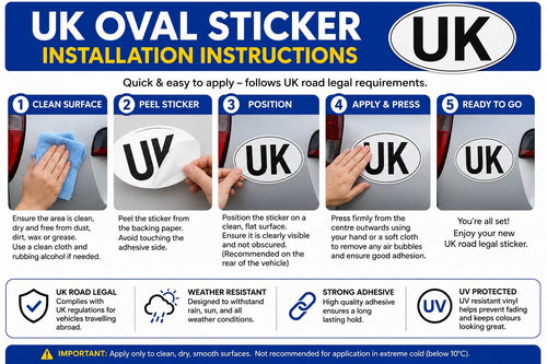 2x UK Oval Rear Car Sticker Euro Car, Van, Lorry, Vinyl, GB, Decal, France