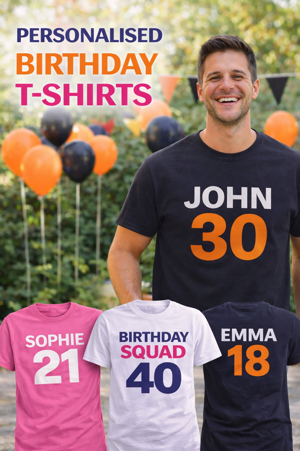Personalised Birthday T Shirt Custom Name Age Party Shirt Family Matching