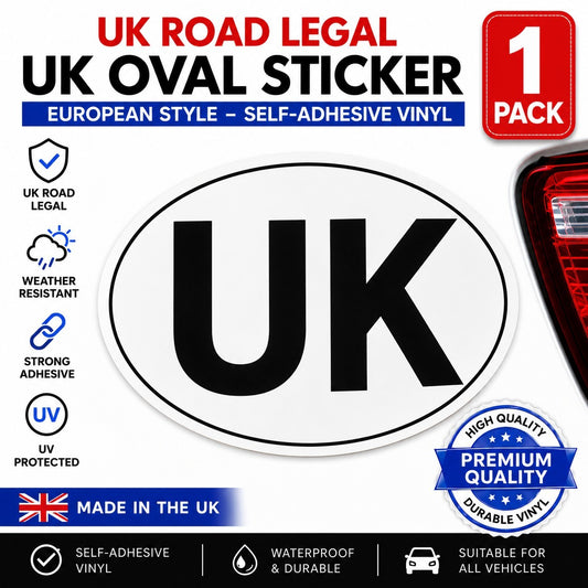 UK Sticker Oval European EU Road Legal self-adhesive Vinyl Car Badge