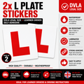 2 x L Plate Stickers | DVLA Size Learner Driver Car Decals