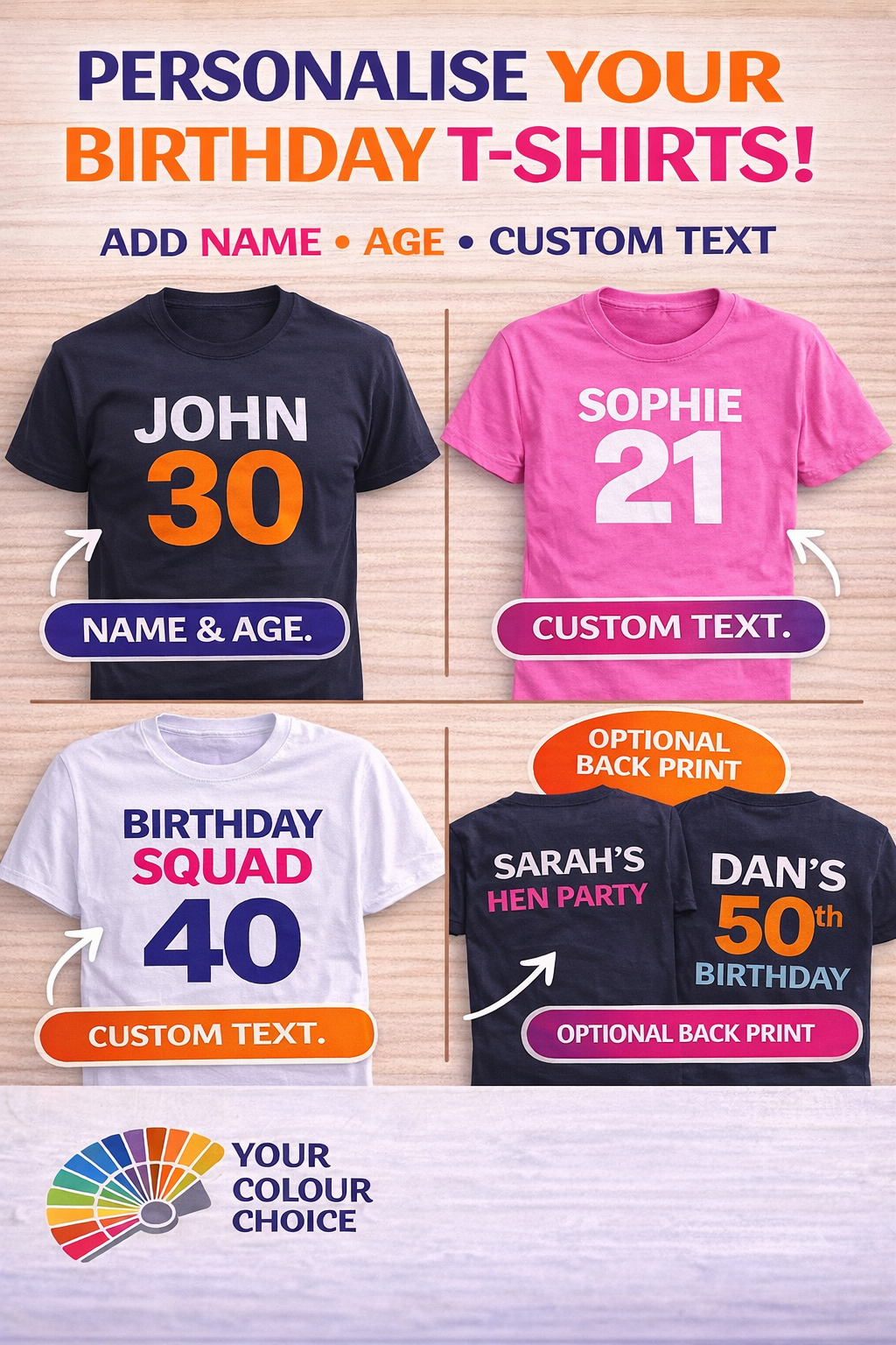 Personalised Birthday T Shirt Custom Name Age Party Shirt Family Matching