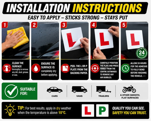 4 x L & P Plate Stickers | Learner & New Driver Car Decals