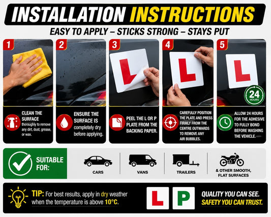 4 x L & P Plate Stickers | Learner & New Driver Car Decals