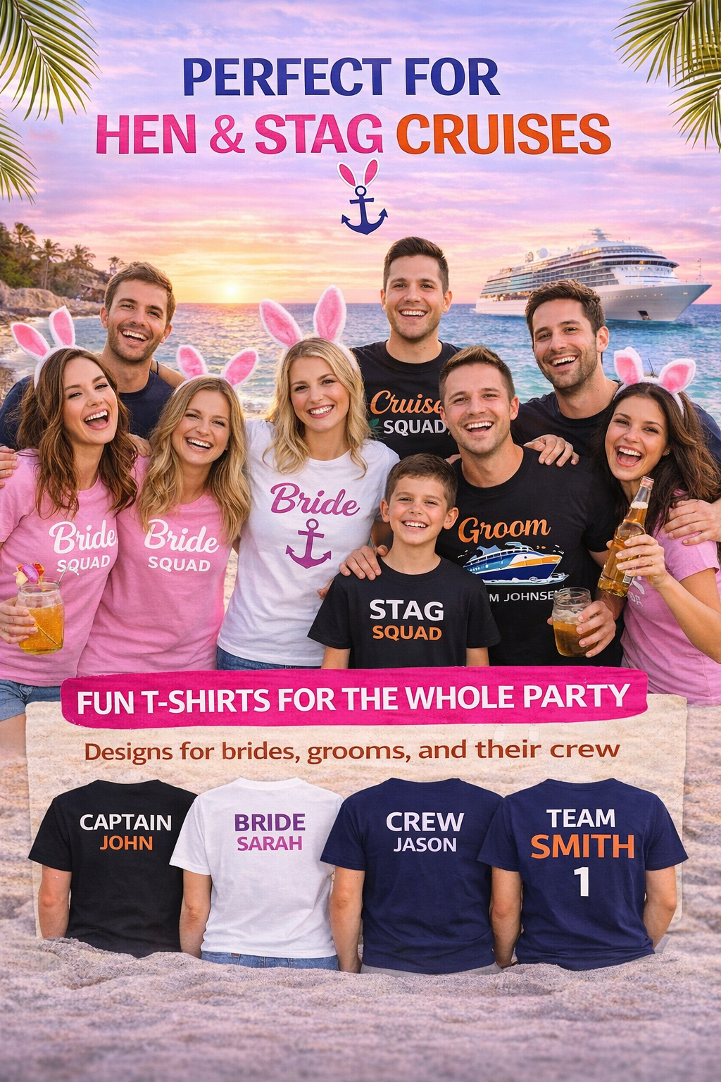 Hen Party Cruise T Shirts Personalised Stag Do Shirts Bride Groom Squad Holiday