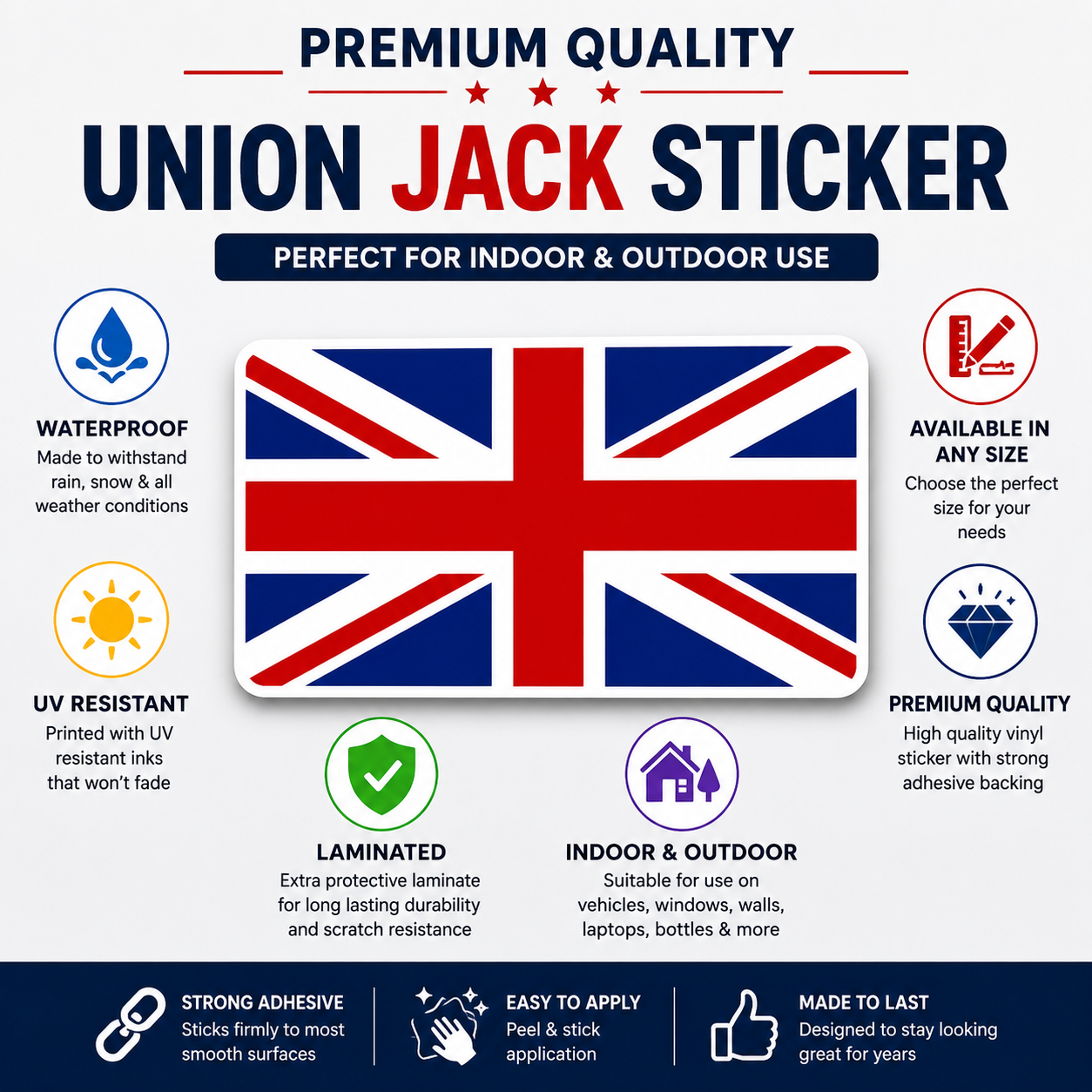 Union Jack Flag Vinyl Sticker Car Van Window Decal Custom Sizes Available