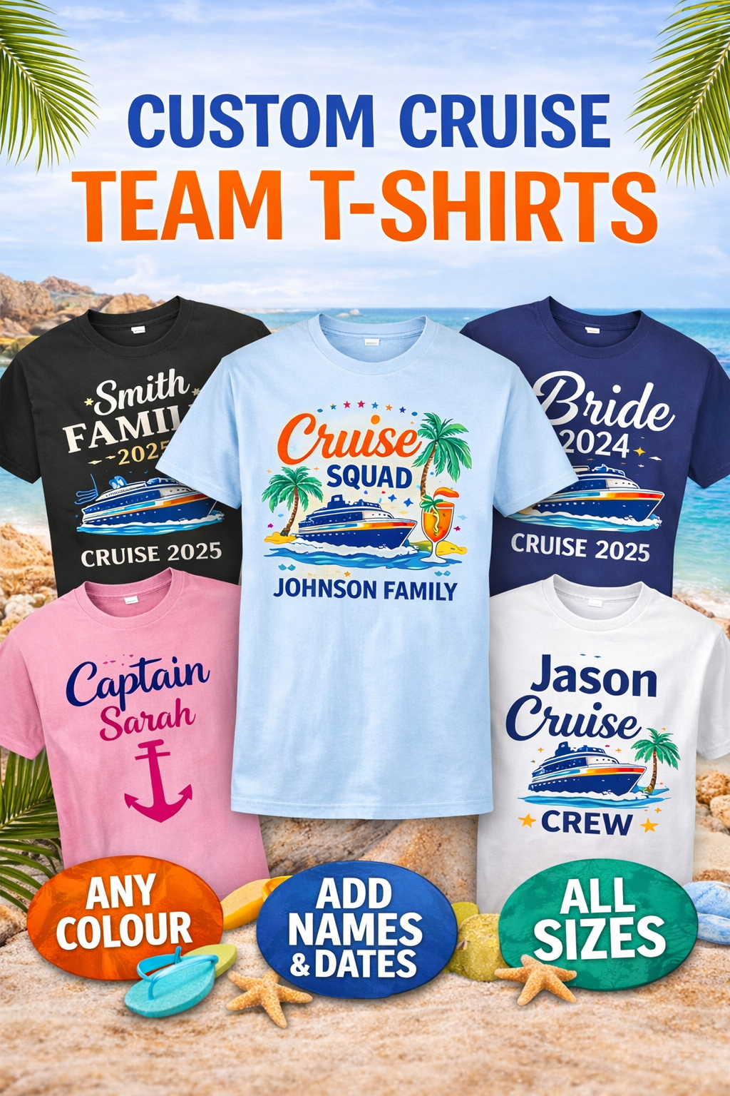 Custom Cruise Group T Shirts Personalised Family Holiday Shirts Bulk Order