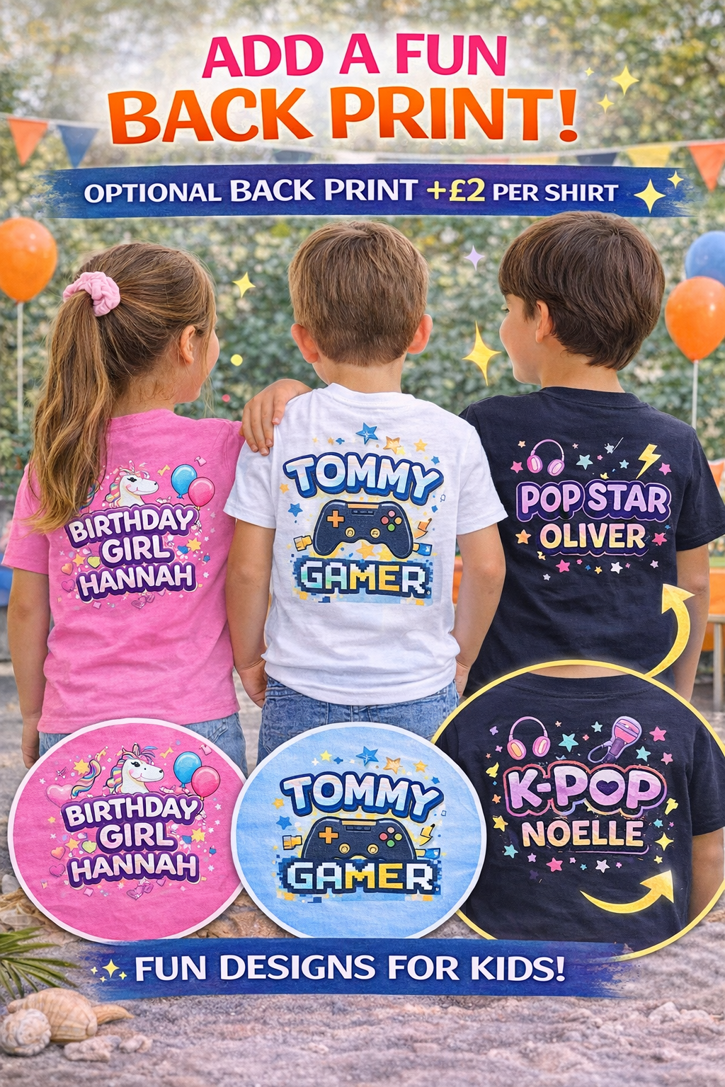 Kids Birthday T Shirt Personalised Name Age Party Shirt Matching Family Birthday