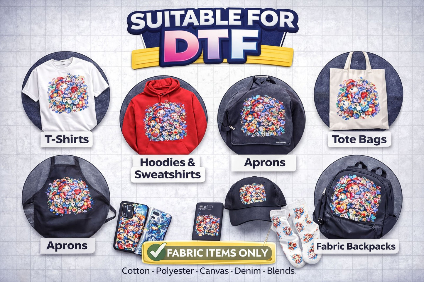 Custom DTF Gang Sheet 58cm (22in) Wide | By The Metre | UK Print