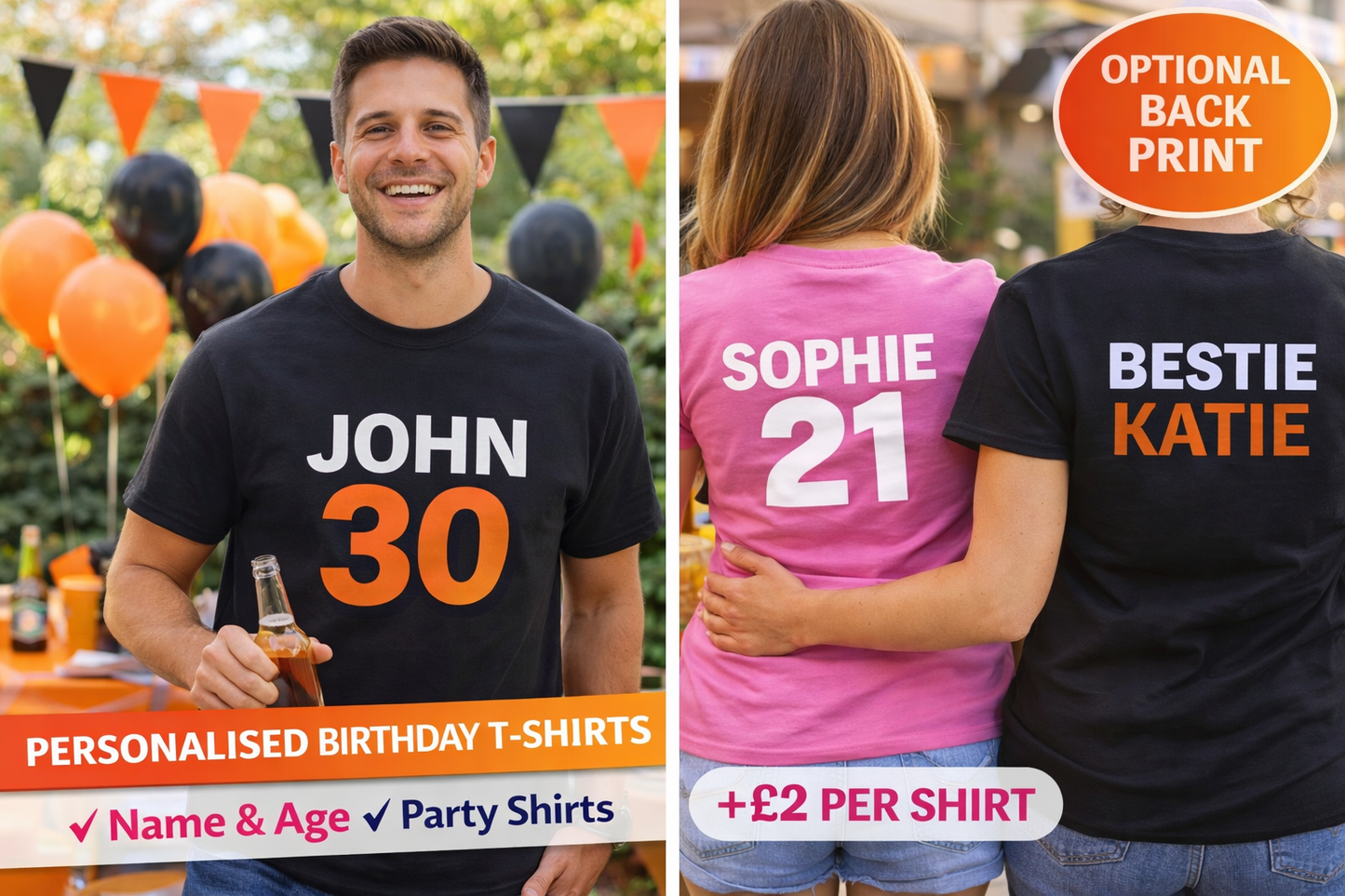 Personalised Birthday T Shirt Custom Name Age Party Shirt Family Matching