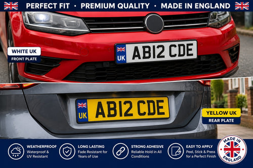 2 x UK Car Stickers - UK Flag Reg Plate Self-Adhesive Vinyl for Car, Van, Lorry