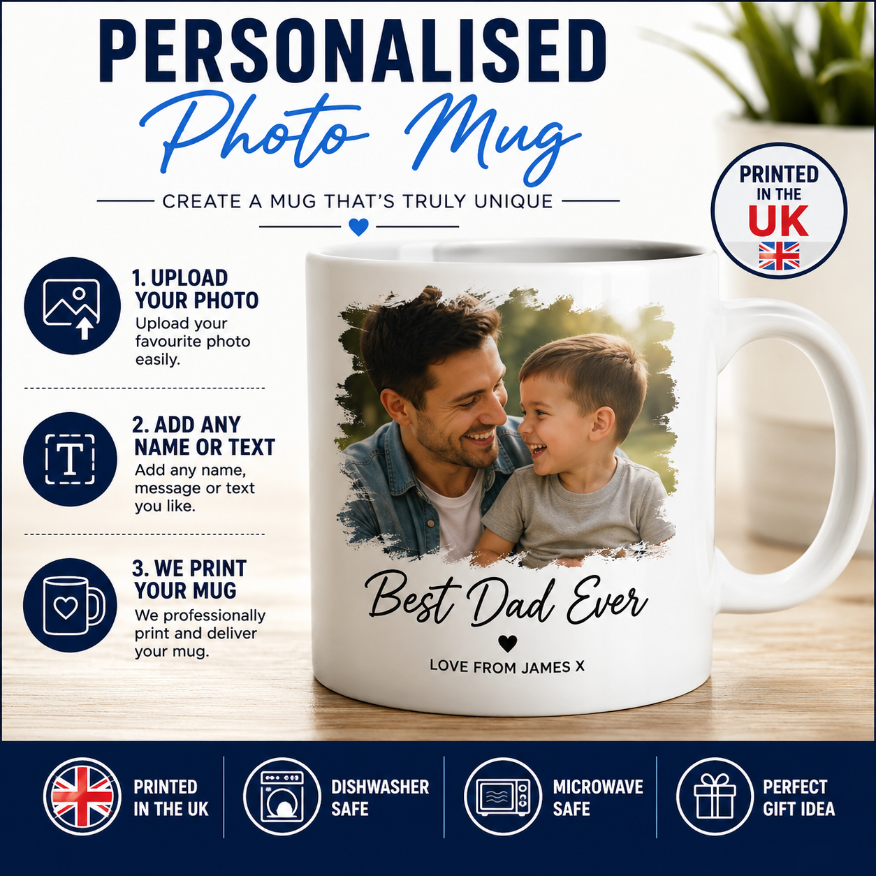 Personalised Photo Mug Custom Printed Cup Text Logo Image Birthday Christmas Gif