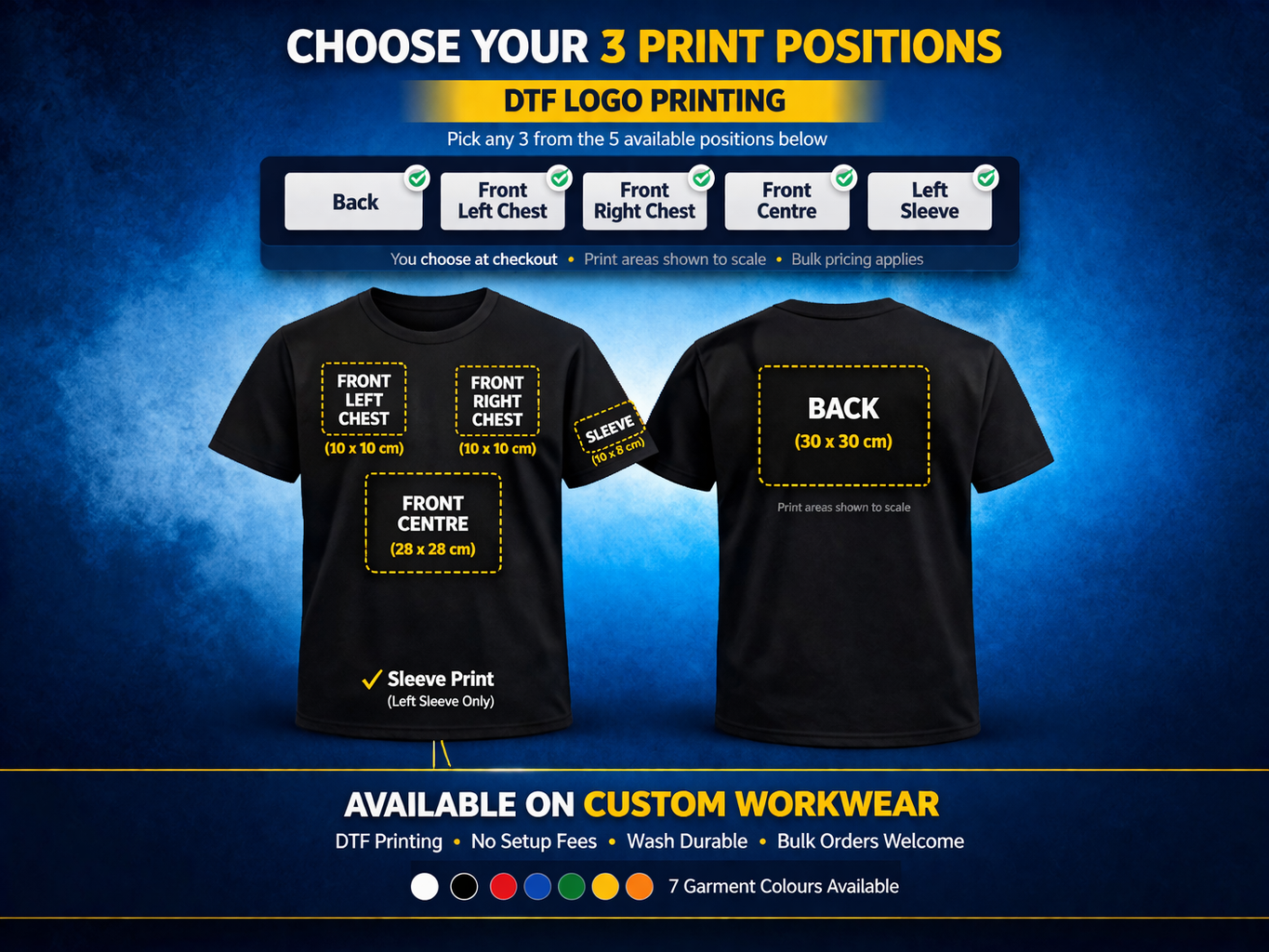 10x Custom Printed Work T-Shirts | Premium Quality | Business Uniform Bundle