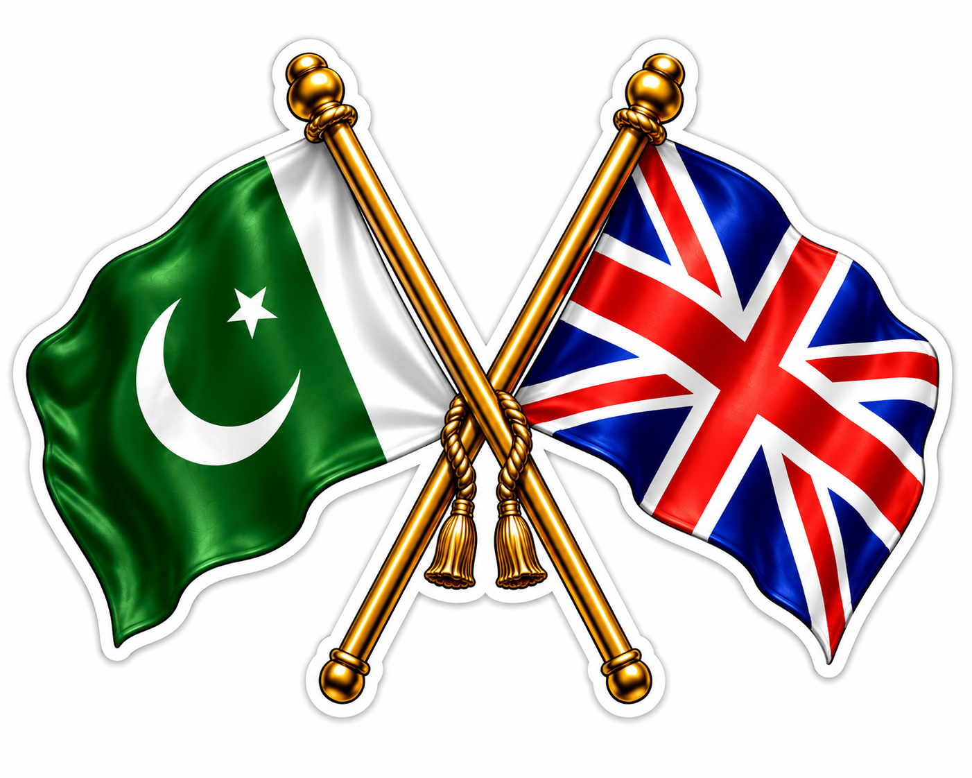 Pakistan & UK Crossed Flags Sticker – Pakistani & British Flag Vinyl Decal