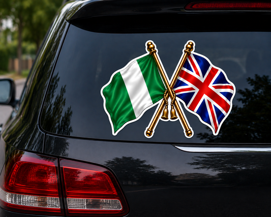 Nigeria & UK Crossed Flags Sticker – Nigerian & British Flag Vinyl Decal