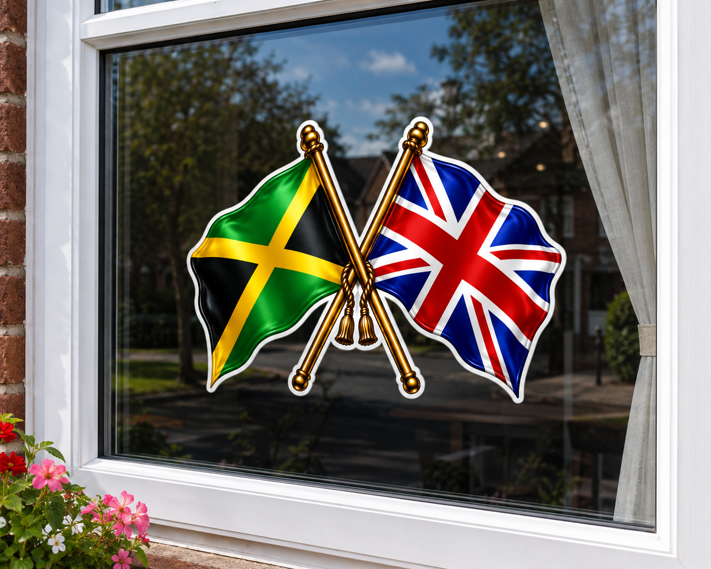Jamaica & UK Crossed Flags Sticker – Jamaican & British Flag Vinyl Decal