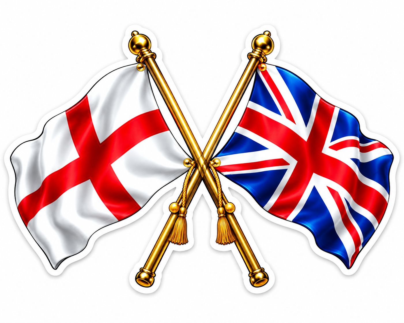 England & UK Crossed Flags Sticker – St George’s Cross & Union Jack