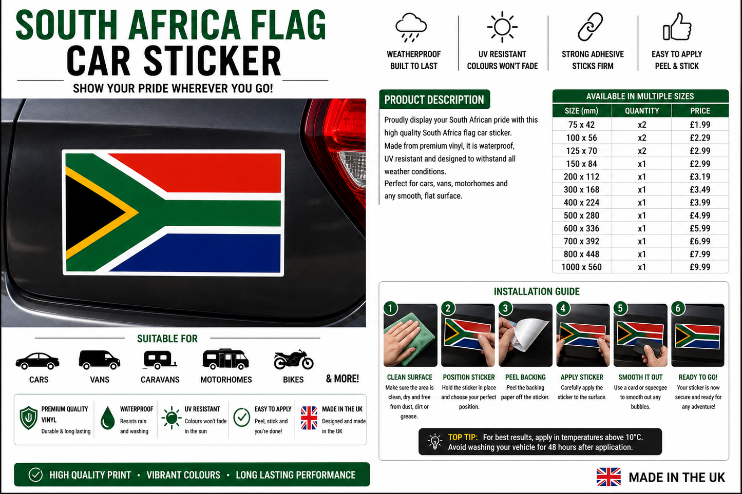 South Africa Car Sticker – South African British Flag Vehicle Decal