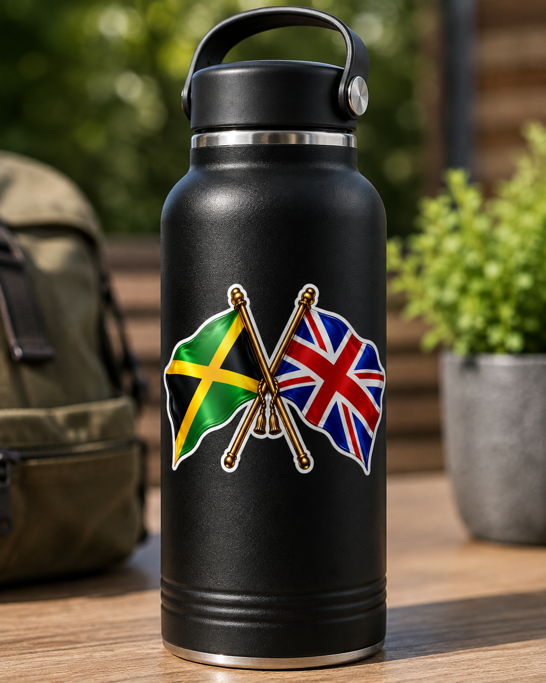 Jamaica & UK Crossed Flags Sticker – Jamaican & British Flag Vinyl Decal