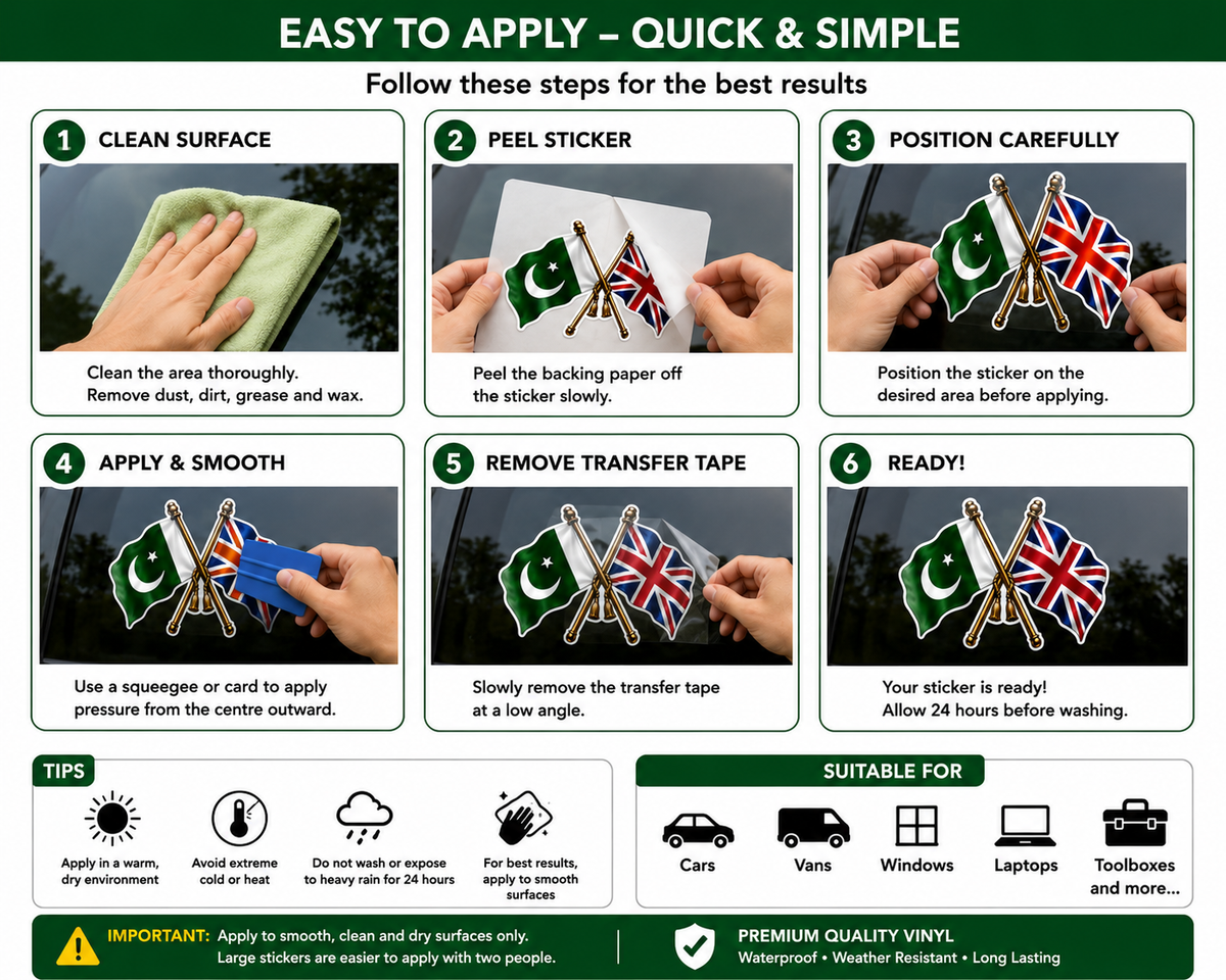 Pakistan & UK Crossed Flags Sticker – Pakistani & British Flag Vinyl Decal