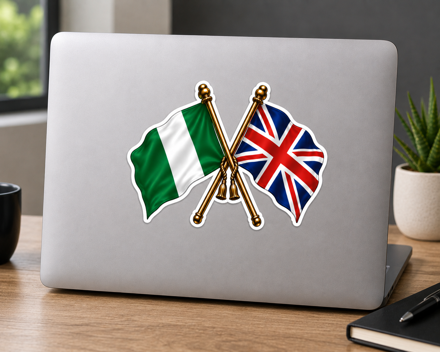 Nigeria & UK Crossed Flags Sticker – Nigerian & British Flag Vinyl Decal
