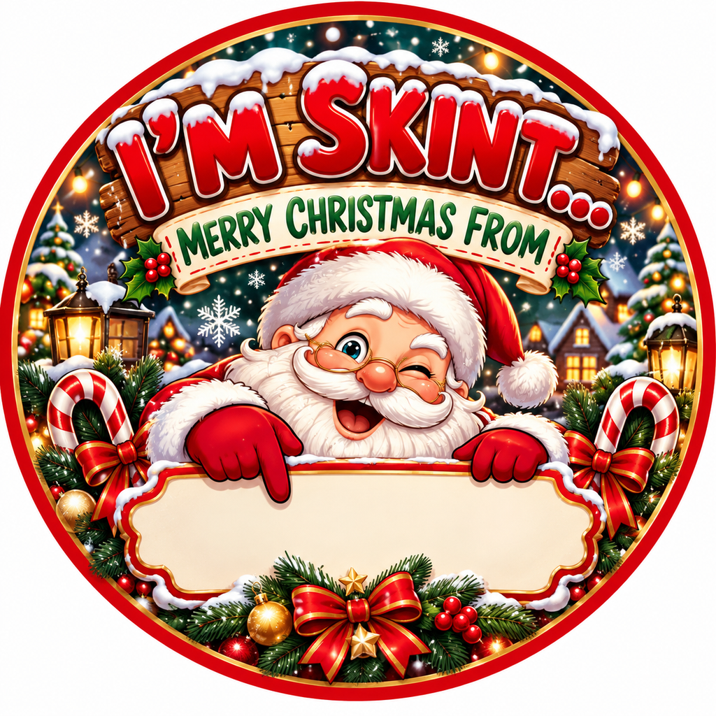 I'M SKINT Christmas chocolate tub sticker