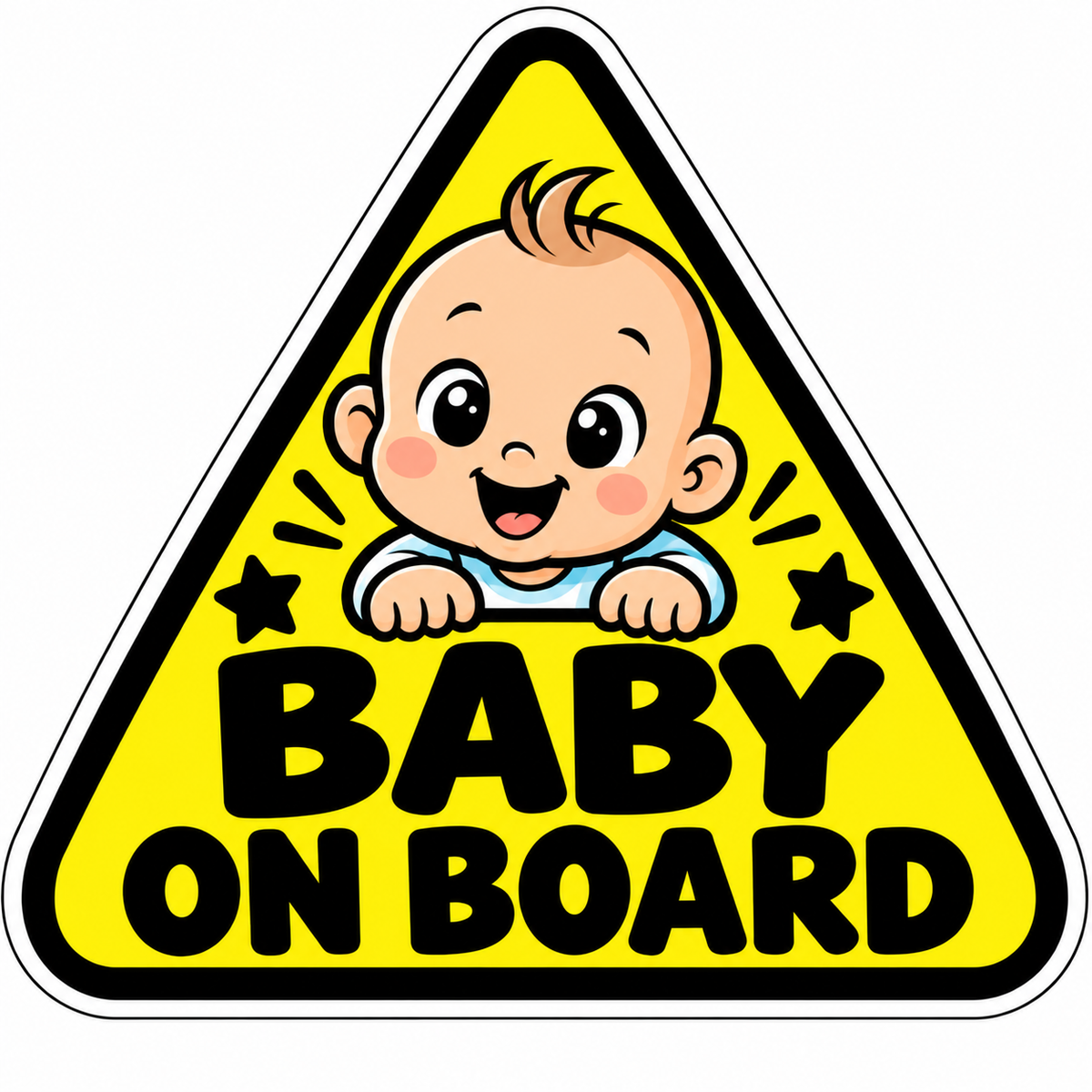 Yellow Baby on Board triangle sticker baby boy design