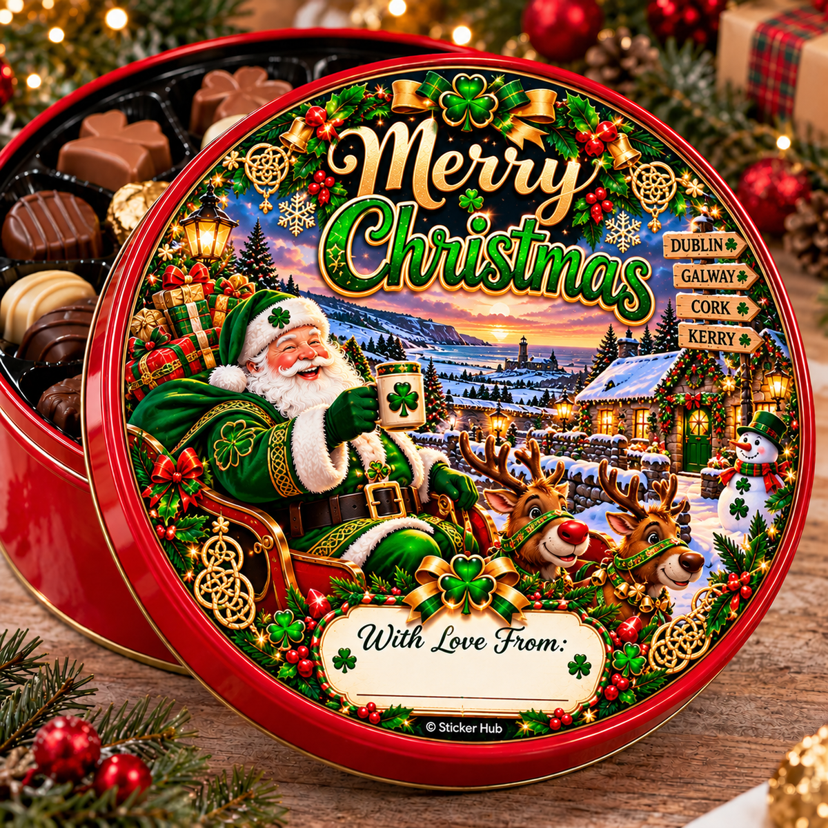 Santa’s Irish Christmas Journey — snowy coastal village