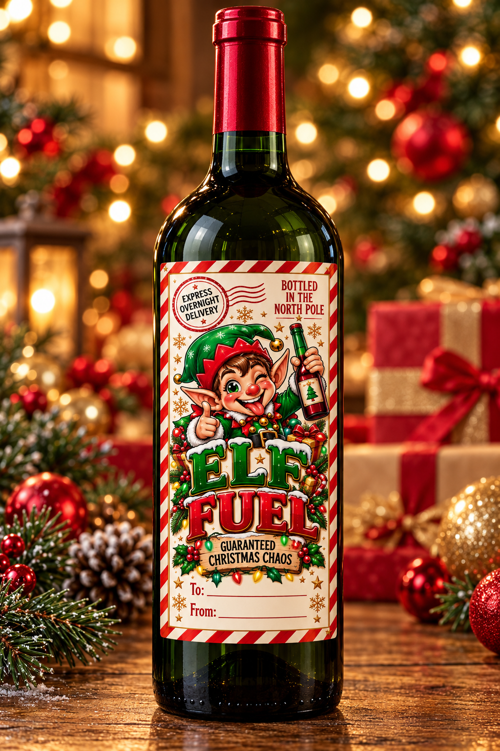 Elf Fuel – wine bottle mockup
