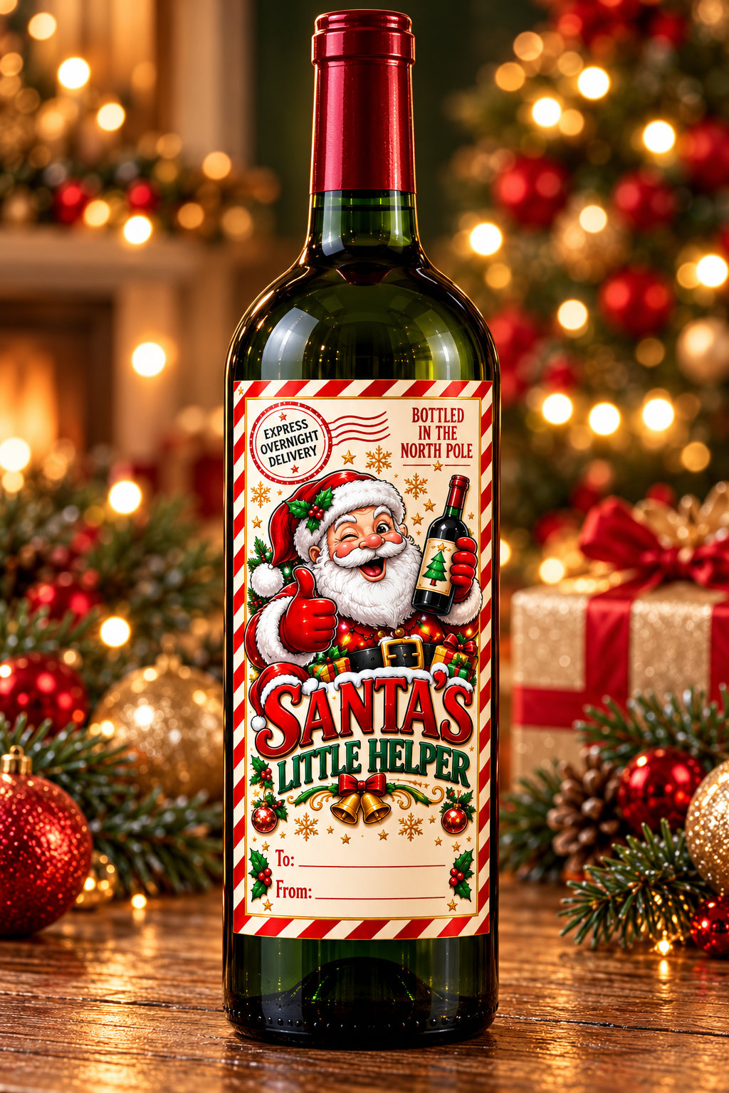 Santa’s Little Helper – wine bottle mockup