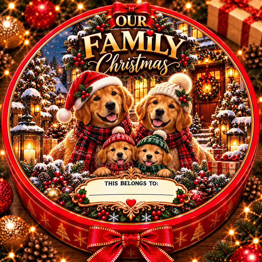 Polar Bear Family Christmas chocolate tub sticker