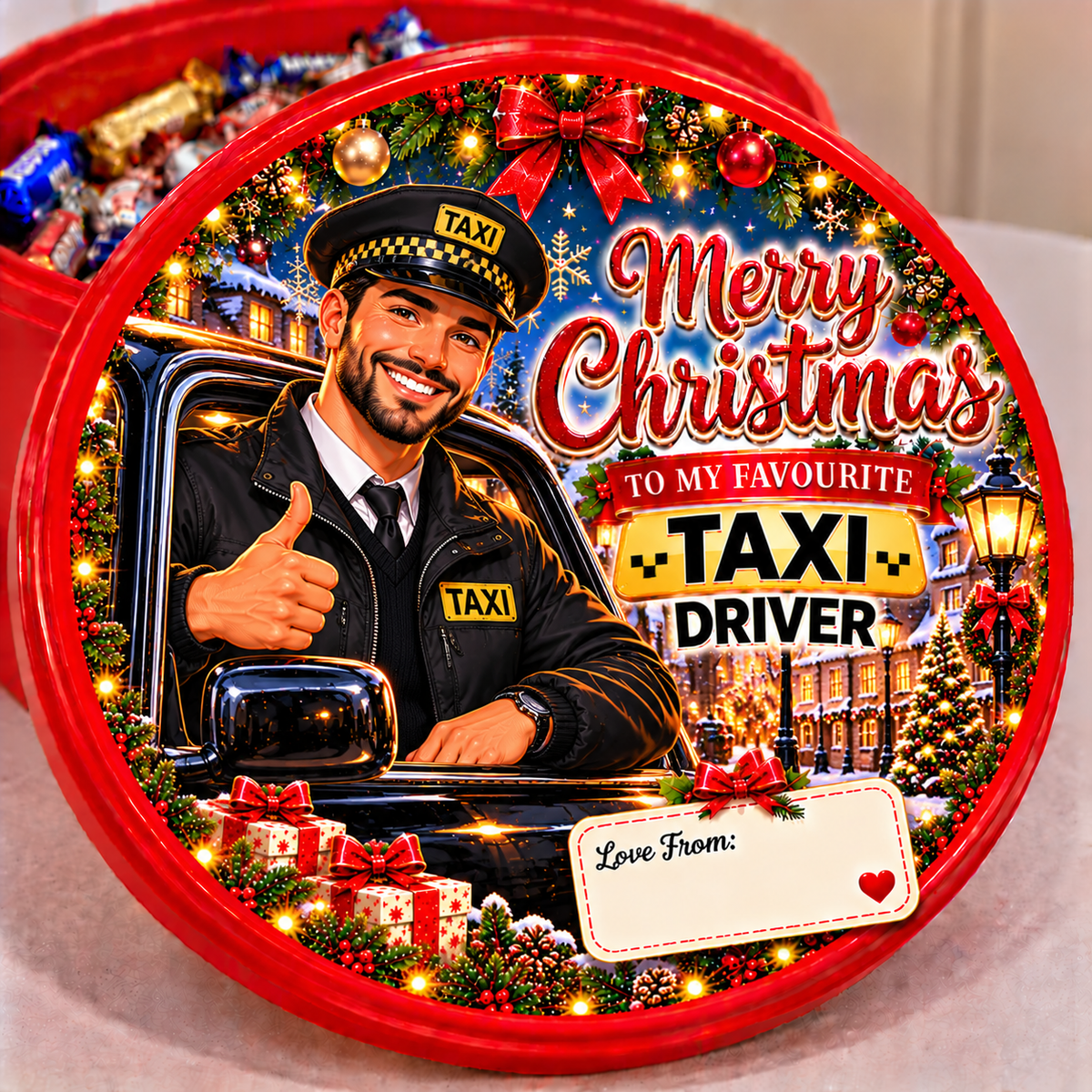 Female Police Officer Christmas chocolate tub sticker design