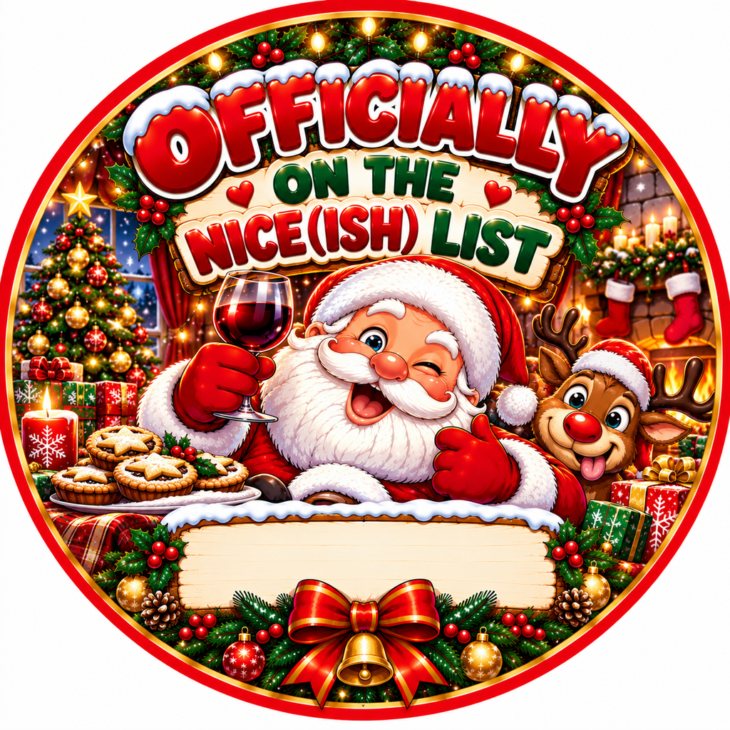 Broke But Still Festive Christmas chocolate tub sticker