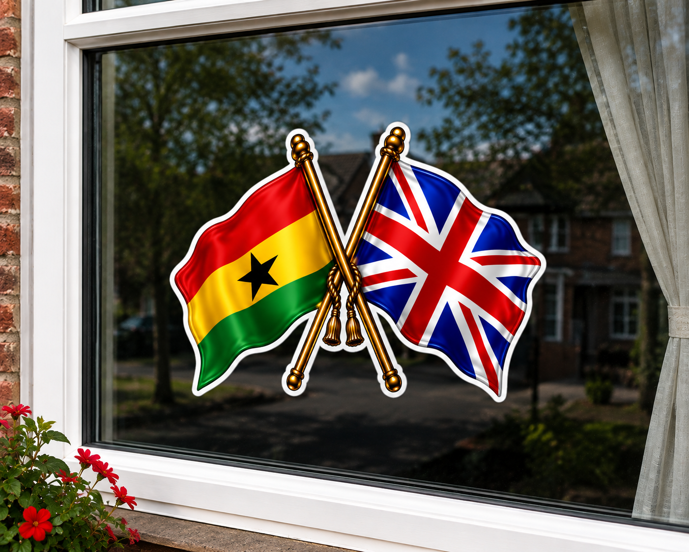 Ghana & UK Crossed Flags Sticker – Ghanaian & British Flag Vinyl Decal