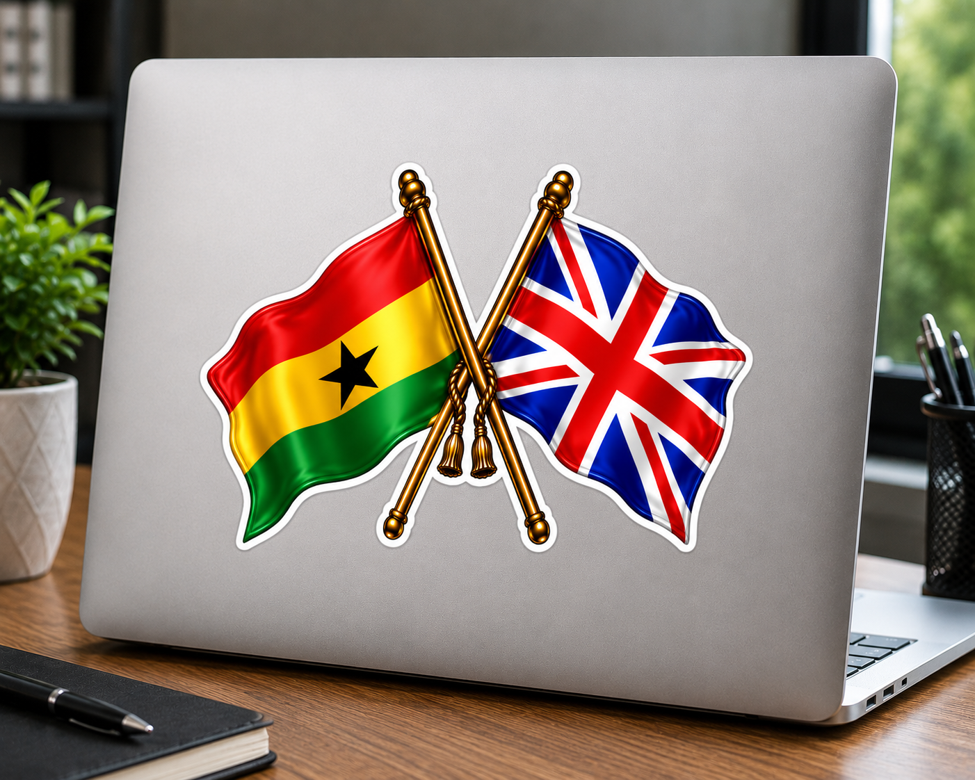 Ghana & UK Crossed Flags Sticker – Ghanaian & British Flag Vinyl Decal