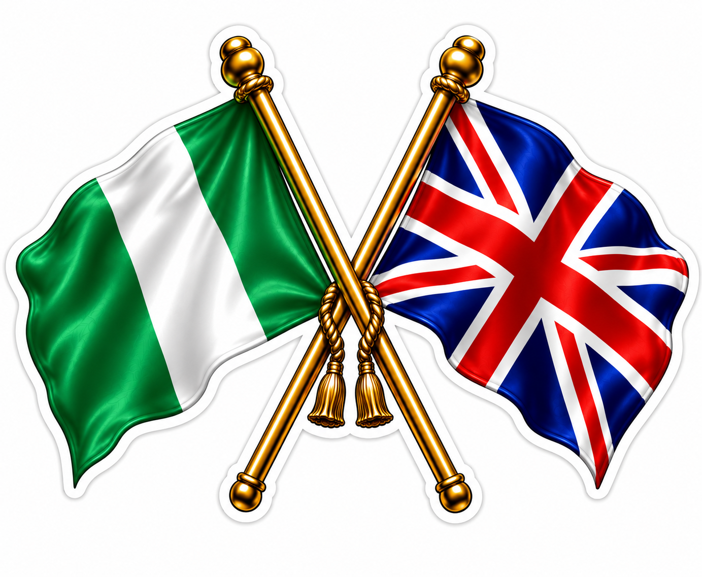 Nigeria & UK Crossed Flags Sticker – Nigerian & British Flag Vinyl Decal