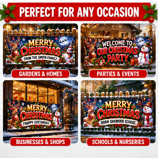 Christmas banners for gardens, homes, businesses and schools