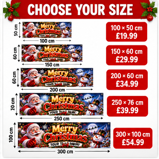 Christmas banner size options