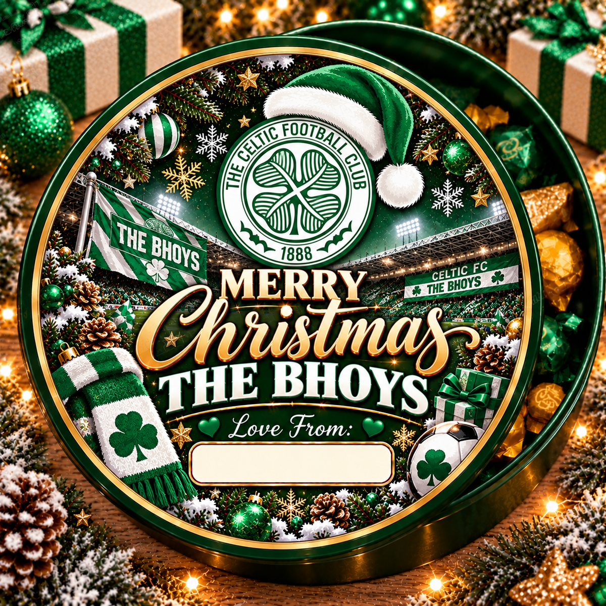 Celtic – The Bhoys Christmas chocolate tub sticker