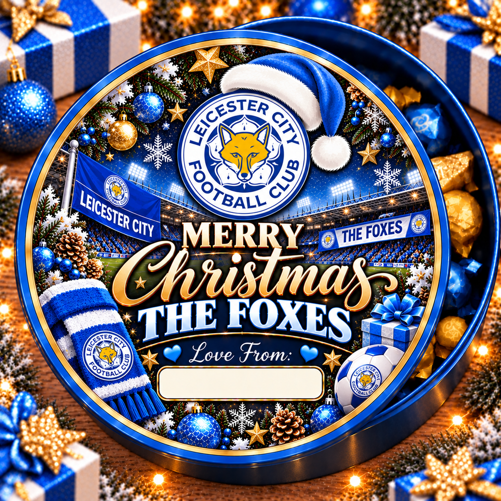 Leicester City – The Foxes Christmas chocolate tub sticker