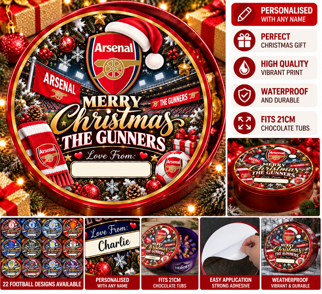 Arsenal – The Gunners Christmas chocolate tub sticker