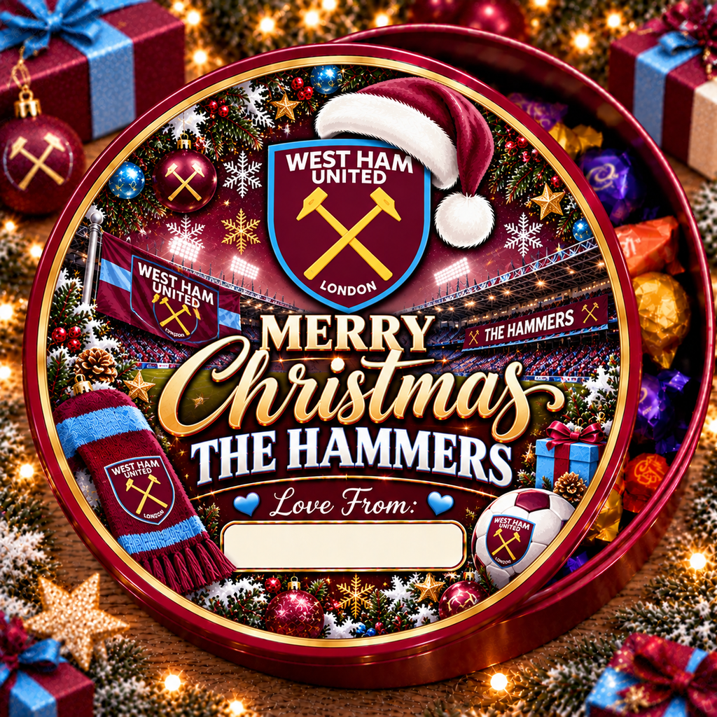 West Ham United – The Hammers Christmas chocolate tub sticker