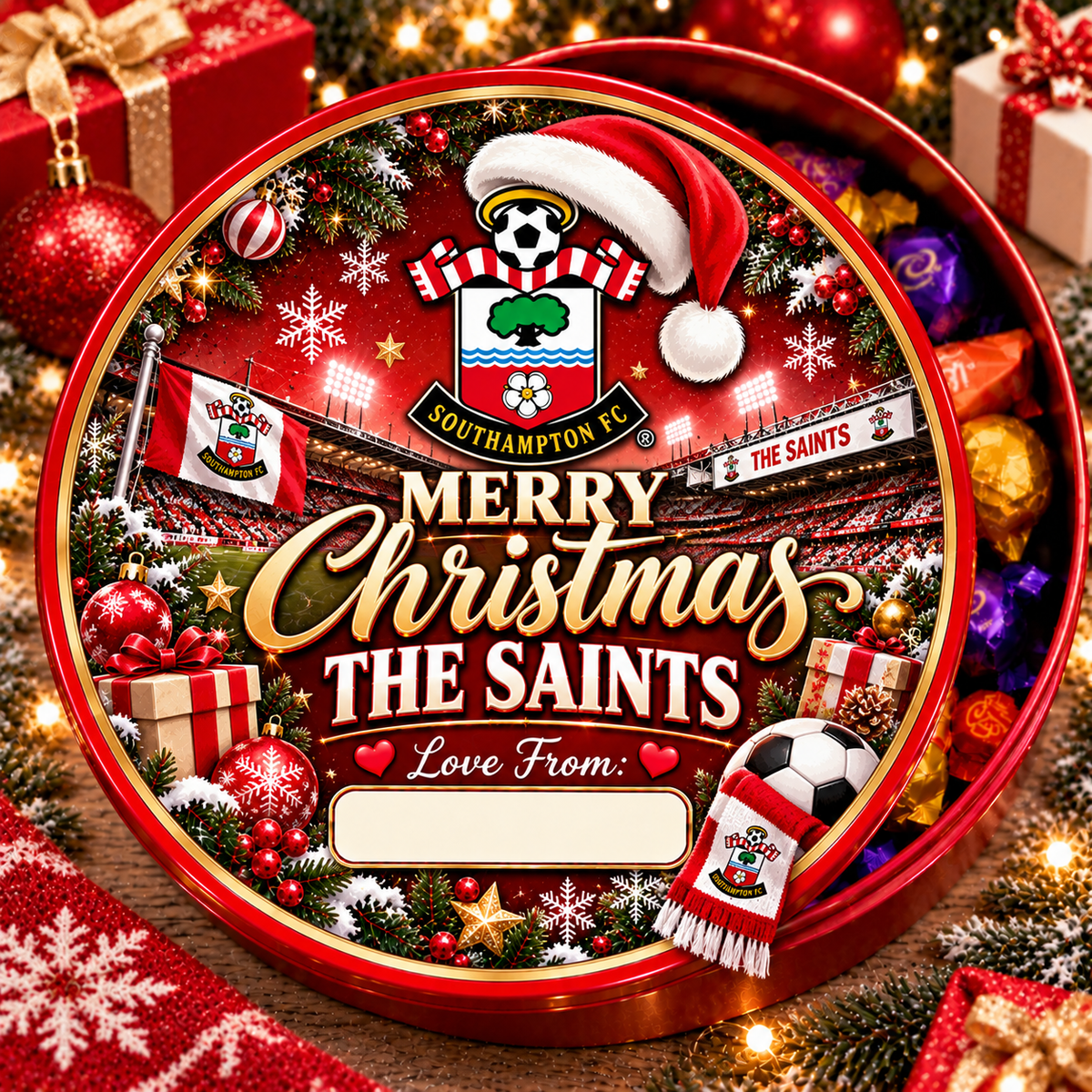 Southampton – The Saints Christmas chocolate tub sticker