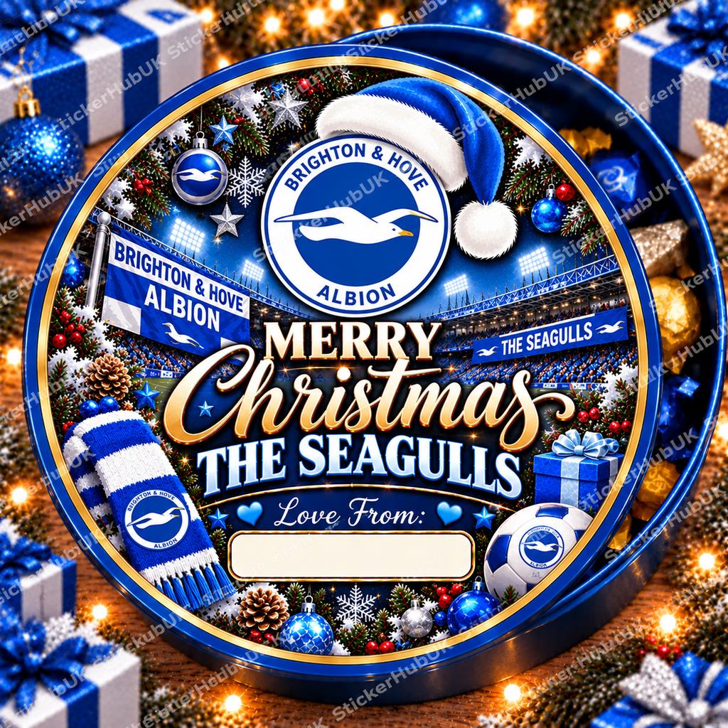 Brighton – The Seagulls Christmas chocolate tub sticker