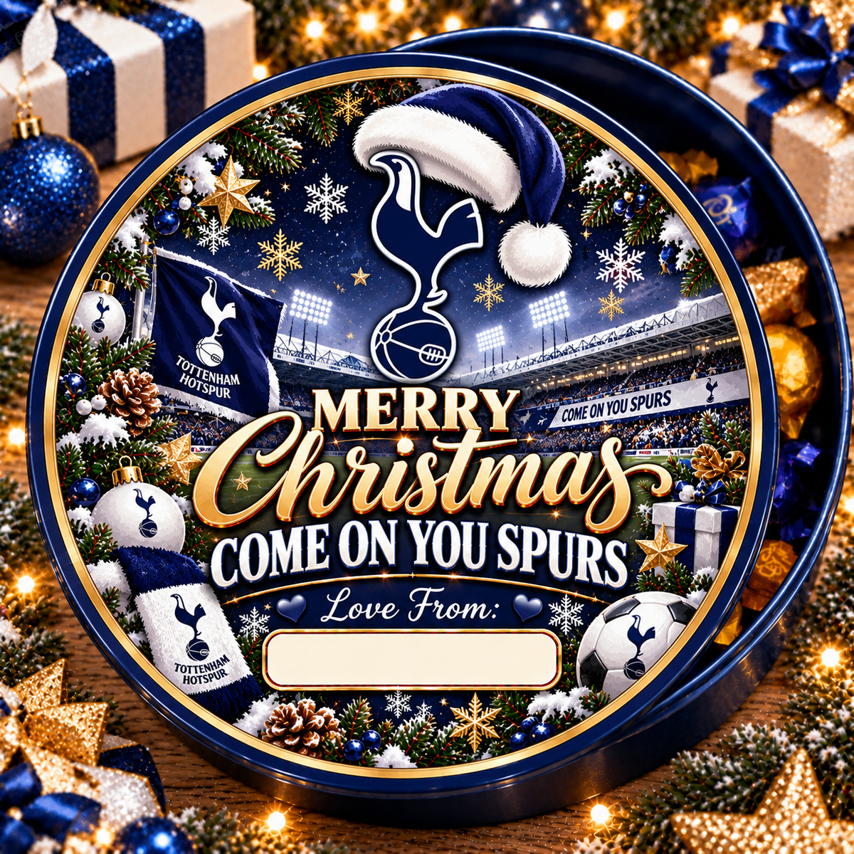 Tottenham Hotspur – The Spurs Christmas chocolate tub sticker